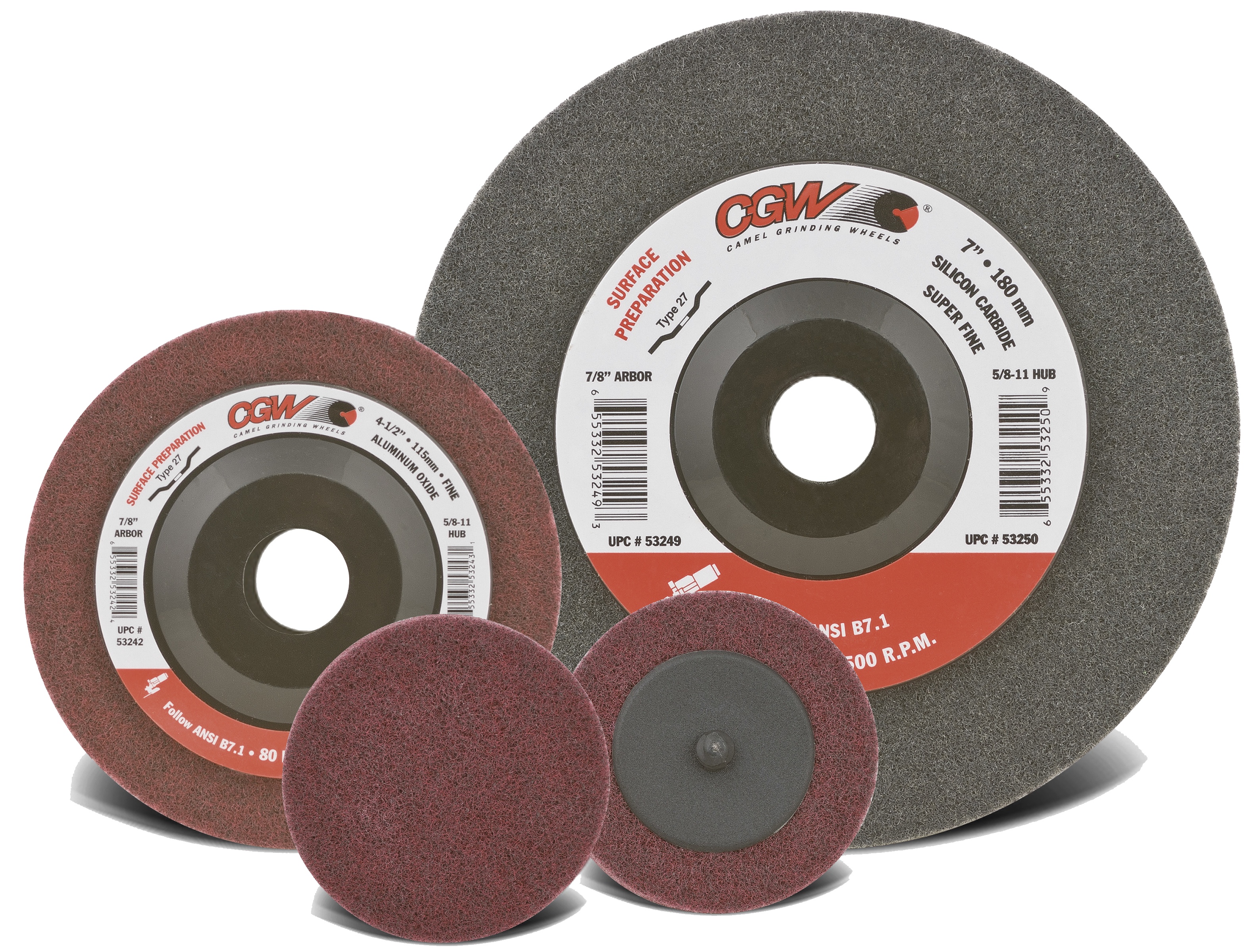 Picture of CGW "Camel" Abrasive 7X7/8 A/O Maroon Fine T27 Wheel Unitized